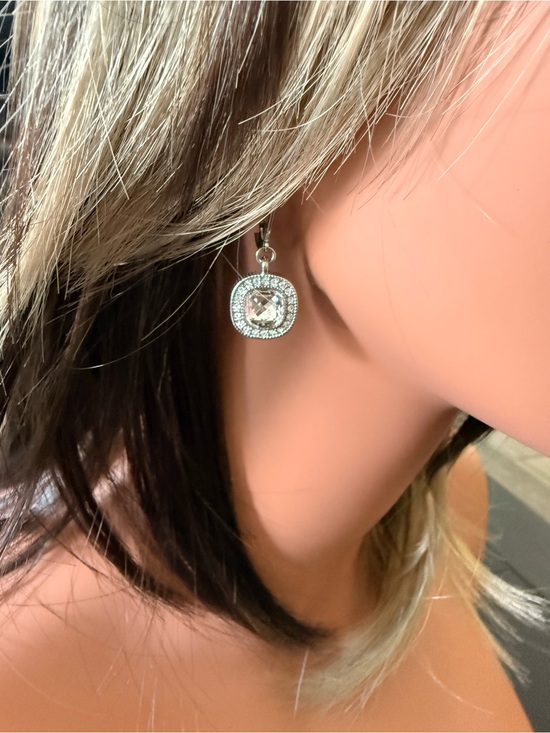 Lia Sophia Jewelry - Lia Sophia Silver-Tone Halo Drop Earrings with Clear Stone